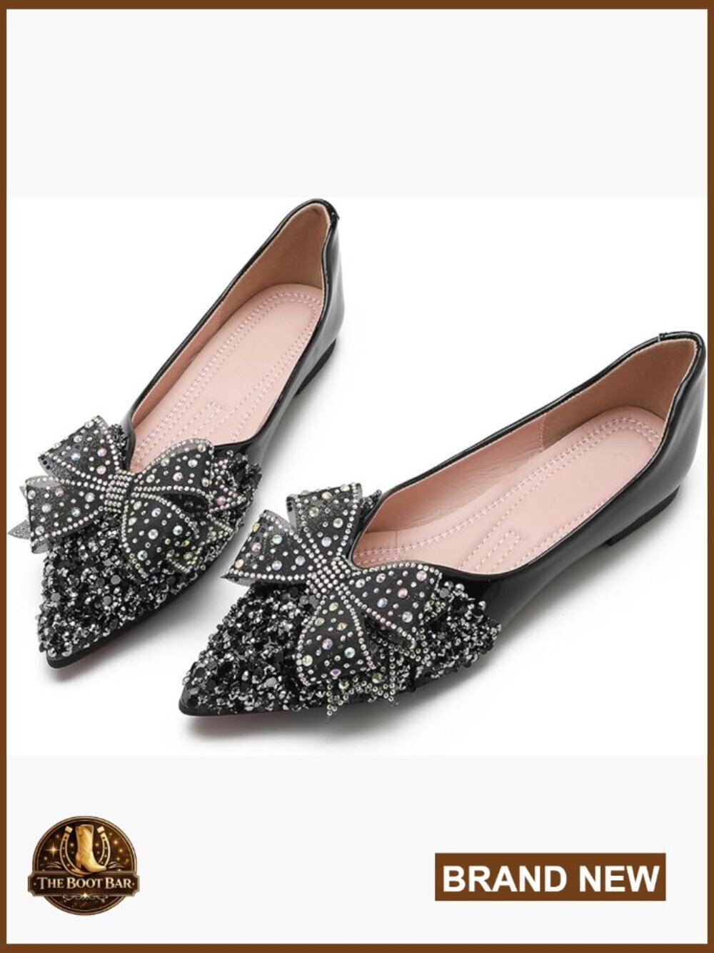Rhinestone Ballet Flats, Pointed Toe Dress Shoes, Comfort Low Heel Wedding Flats